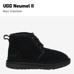 UGG Neumel II Boys' Black Lace-Up Preschool Boots- Good condition